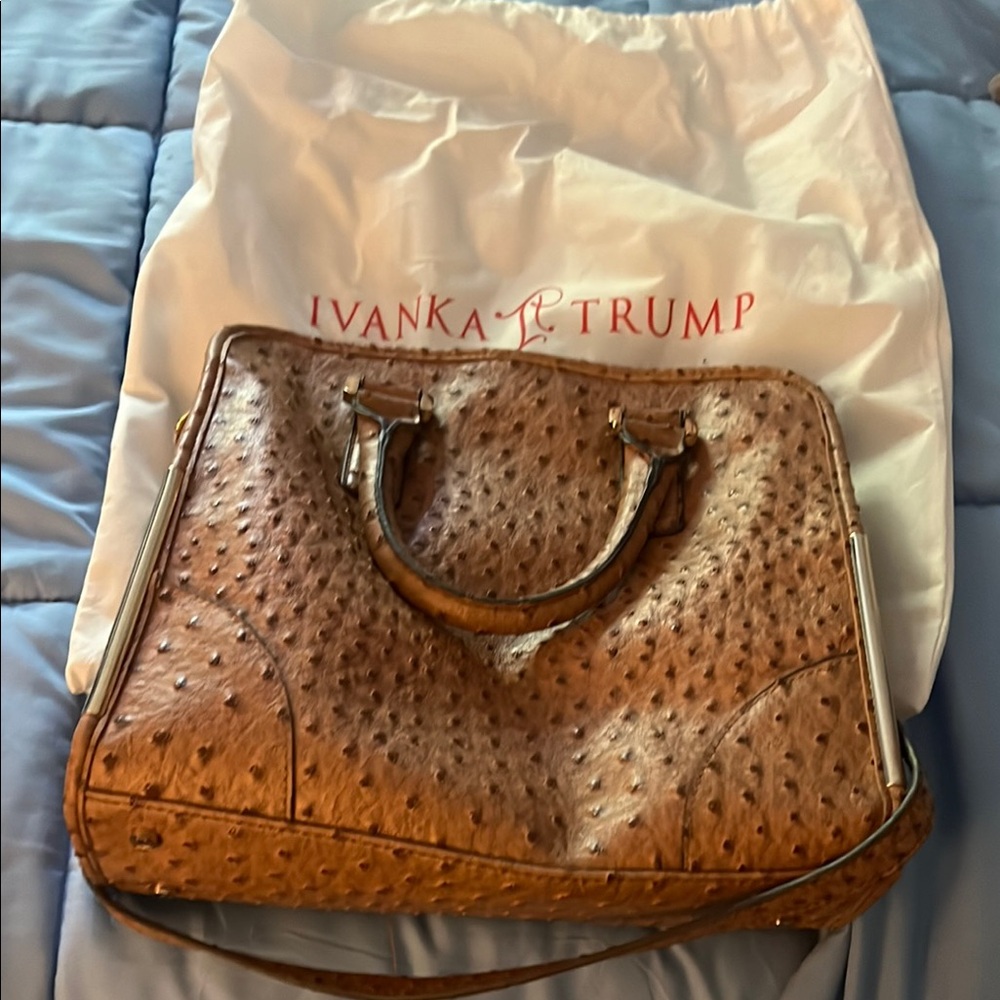 Ivanka Trump Brown Satchel with Textured Leather